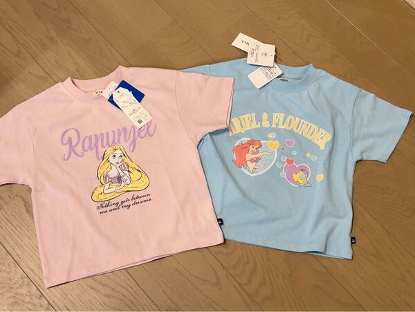 【新品】ディズニープリンセス アリエル ラプンツェル 半袖Tシャツ 2枚セット 110cm
