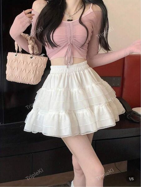 SHEIN シーイン レース ティアード バレエコア シズニルック ウィッシュコア エンジェルコア ホワイト 白 ミニスカート