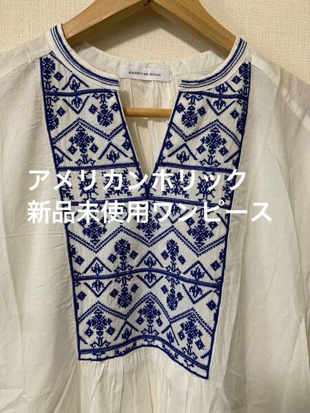 新品 未使用 MERICAN HOLIC(アメリカンホリック)フレンチスリーブ刺繍ワンピース ロング 花柄