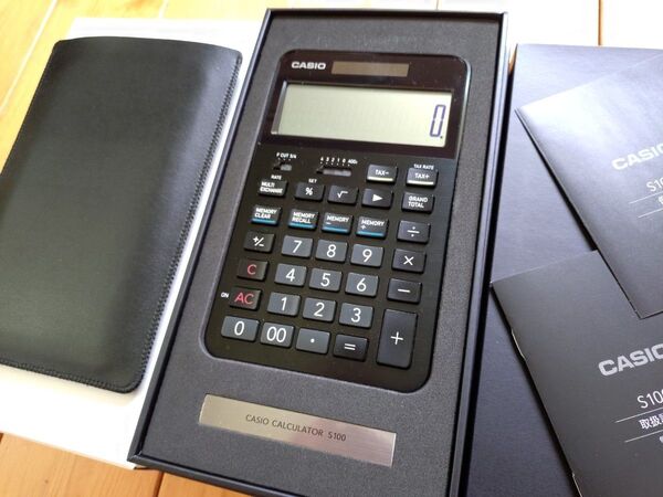 ☆付属品完品!カシオ CASIO S100 電卓 BK ブラック 汎用ケース付き