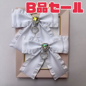 【ハンドメイド】量産型 リボン ヘアクリップ ヘアアクセ フリル 白 ホワイト リボン ロリータ アクセサリー かわいい