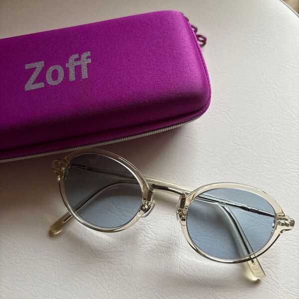 Zoff ゾフ メガネ サングラス シルバー アイウェア カラーレンズ 度なし ブルー