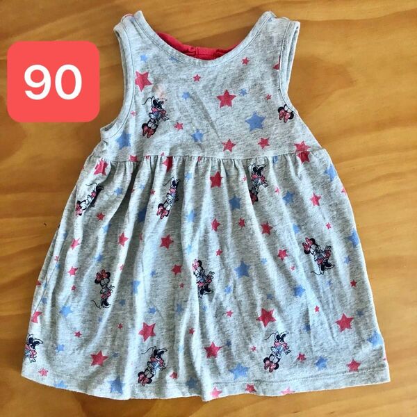 ベビー ギャップ ディズニー ワンピース ミニー グレー リボン 90サイズ 女の子