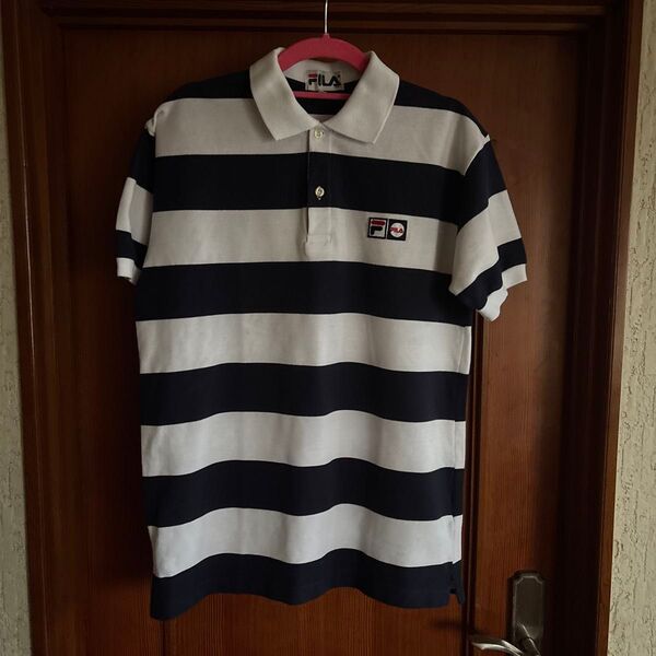 FILA GOLFメンズポロシャツ ボーダー柄 半袖 M