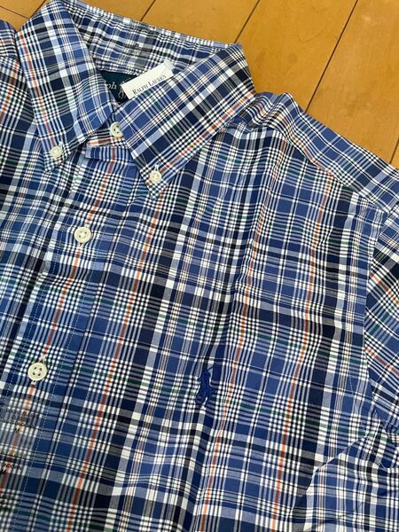 NY購入 長期保存 未使用 ラルフローレン チェック柄半袖ボタンダウンシャツ M
