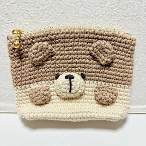 くまさんのファスナーポーチ 小物入れ ハンドメイド ミニポーチ