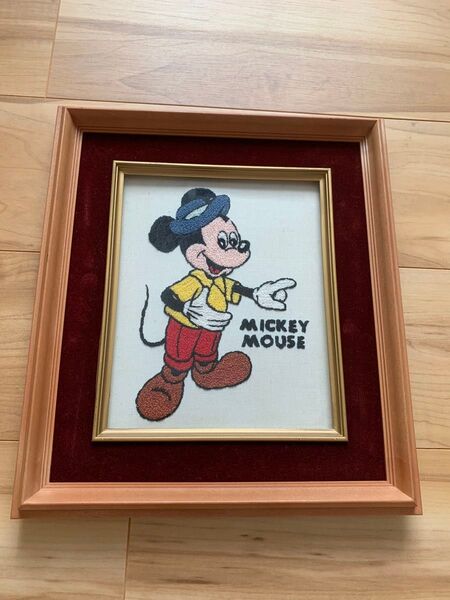 ミッキーマウス アート 刺繍 昭和レトロ ミッキー レトロミッキー レアミッキー ディズニー Disney アートフレーム
