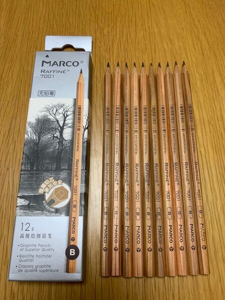 Marco鉛筆 B デッサン用鉛筆 ブラック スケッチ鉛筆 木製エンピツ