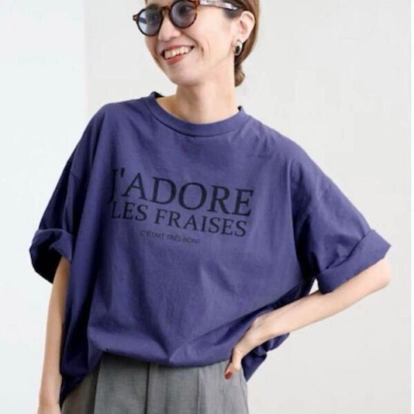 FRAMeWORK フレンチロゴTシャツ ネイビー フレームワーク