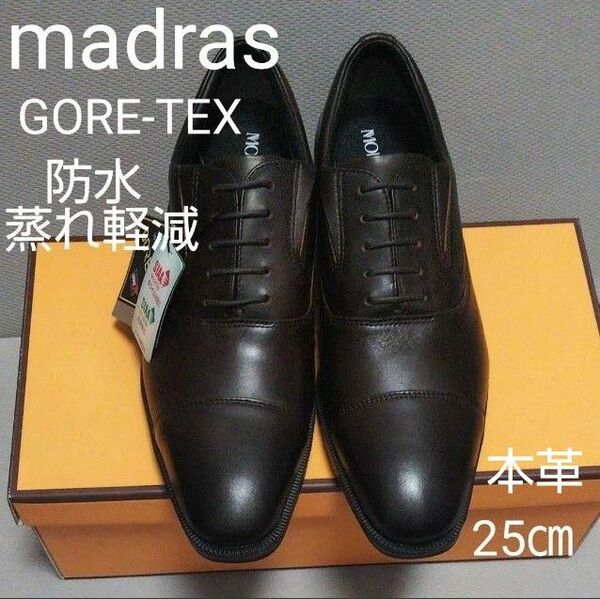 新品17600円☆madras マドラス 革靴 GORE-TEX ダークブラウン 25㎝ DMW601G-DBN-250 防水