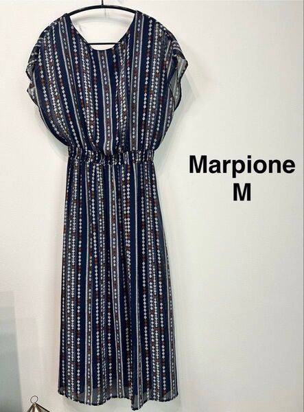 Marpione ワンピース サイズM 上品ワンピース ロング フレンチスリーブ