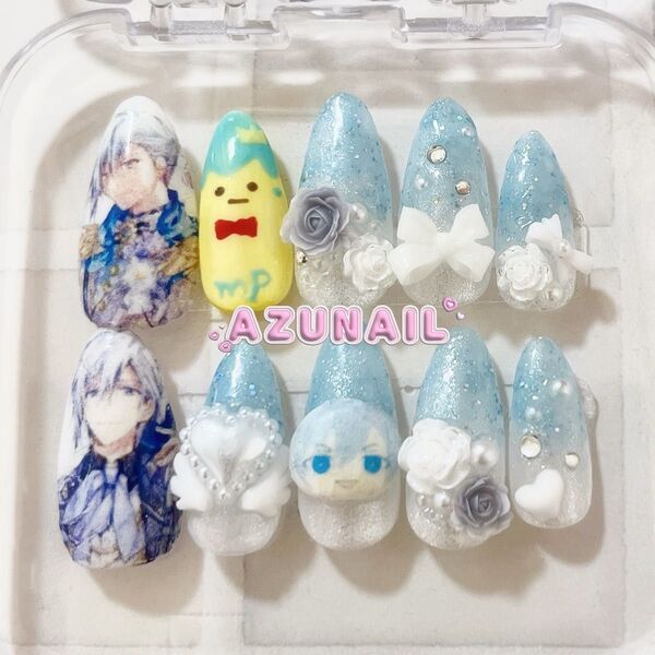 アイドリッシュセブン 四葉環 モチーフ ネイルチップ 痛ネイル ハンドメイド