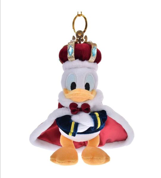 ドナルド ぬいぐるみキーホルダーDONALD THE KING BIRTHDAY マスコット チャーム Disney store