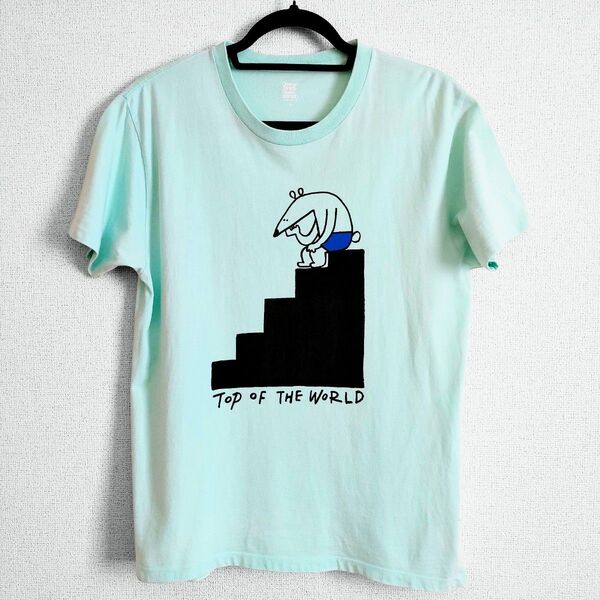 graniph グラニフ TOP OF THE WORLD 半袖 Tシャツ メンズ Mサイズ エメラルドグリーン