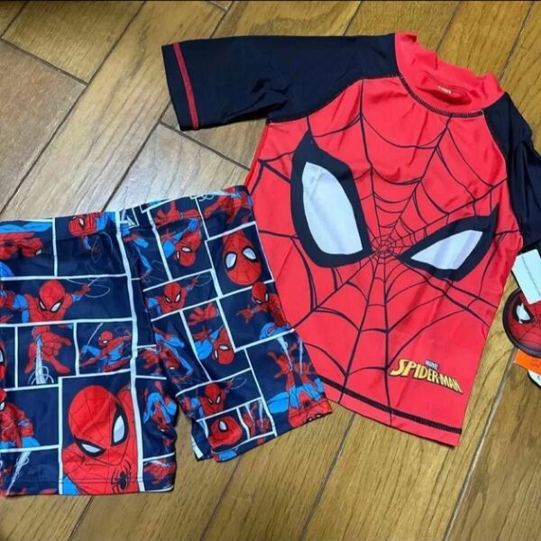 スパイダーマン 男の子 水着 110cm~120cm上下セット