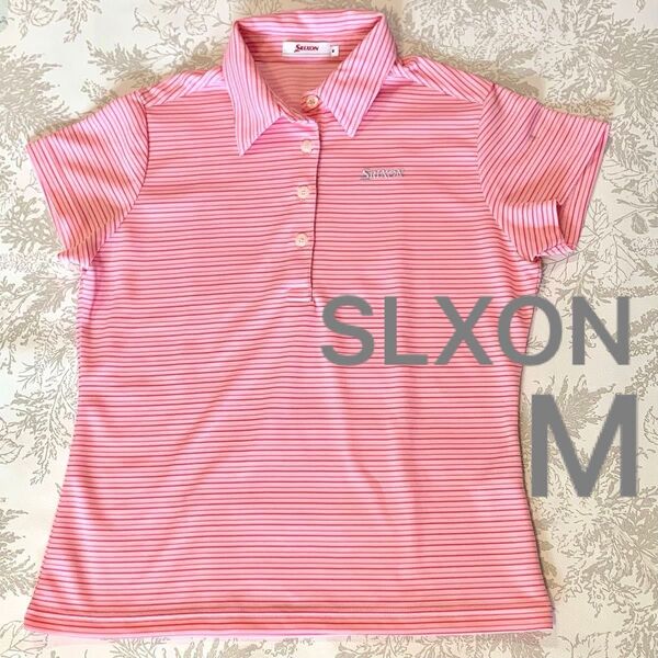 SRIXON レディース ゴルフウェア ポロシャツ ピンク ストライプ ダンロップ スリクソン M