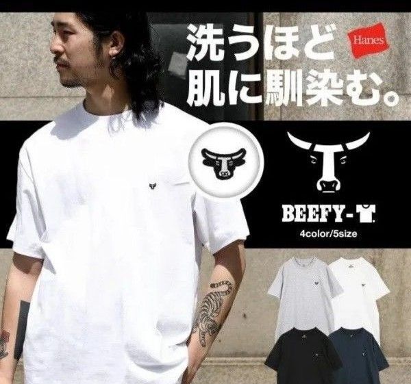 ブラック ヘインズ Tシャツ BEEFY ビーフィー ワッペン