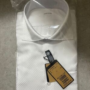 新品COMME CA MEN 市松ジャカード カッタウェイカラーシャツLサイズ