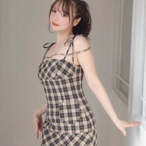 andmary Cecily check long dress