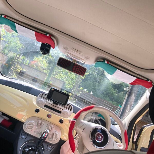 No.860 FIAT500 FIATパンダ サンバイザーカバー2点セット ハンドメイド