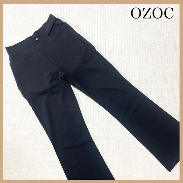 OZOC ボトムス パンツ レディース カジュアル ブラックシンプル 美脚効果 黒 長ズボン 無地 38サイズ