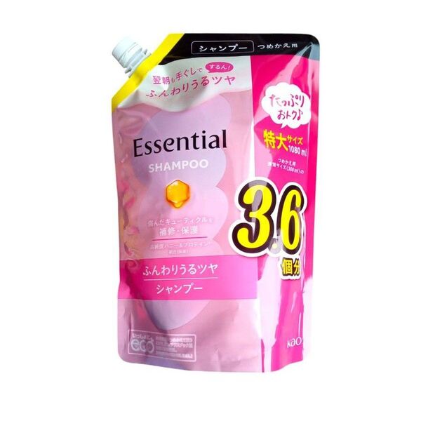 花王 エッセンシャル ふんわりうるツヤ シャンプー つめかえ 1080ml×1個