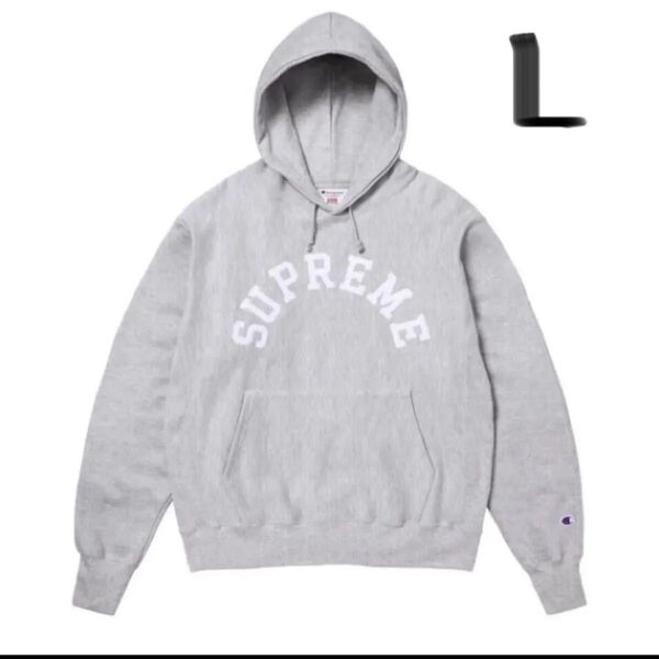 L. Supreme Champion Hooded Sweatshirt パーカー Heather Grey グレー