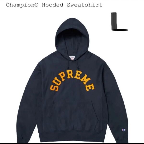 L. Supreme Champion Hooded Sweatshirt チャンピオン コラボパーカー Navy