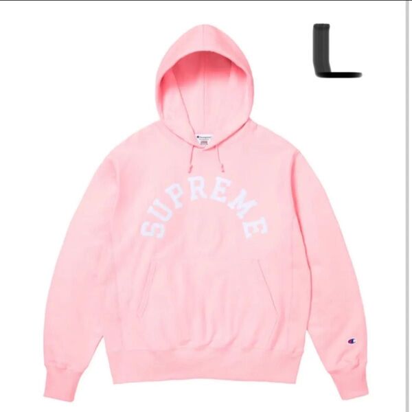 L. Supreme Champion Hooded Sweatshirt チャンピオン コラボパーカー pink