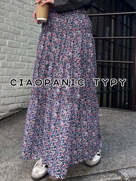 CIAOPANIC TYPY チャオパニックティピー 花柄アソートシャーリングスカート ブルー