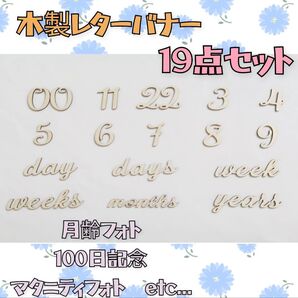 月齢フォト マンスリーカード ニューボーン マタニティフォト 木製レターバナー