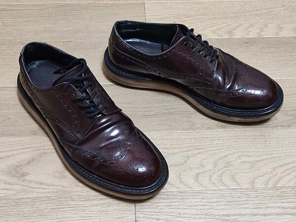 【送料無料】PRADA プラダ 本革 ビジネスシューズ 革靴 紳士靴 ブラウン 26cm