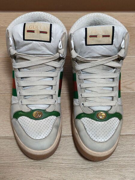 【送料無料】GUCCI グッチ 本革 ハイカットスニーカー ダメージ加工 26cm