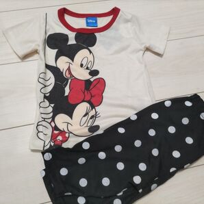 【ディズニー】 ミッキー&ミニー 半袖パジャマ 上下セット 90cm