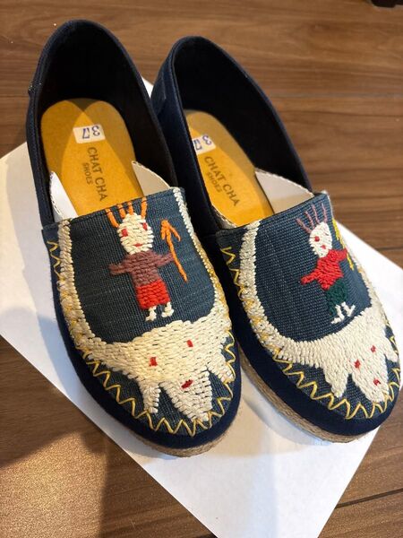 エスニックナガ族 ハンドメイド 一点物 スリッポンシューズ