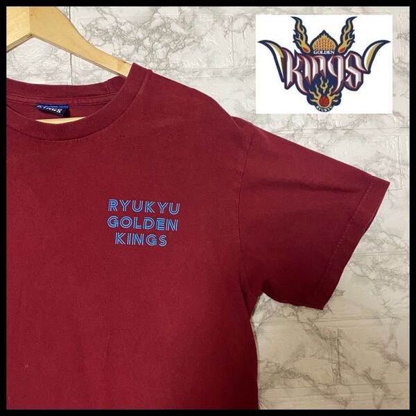 琉球ゴールデンキングス Tシャツ バーガンディ色 S/Mサイズ ビーチデザイン S-Mサイズ
