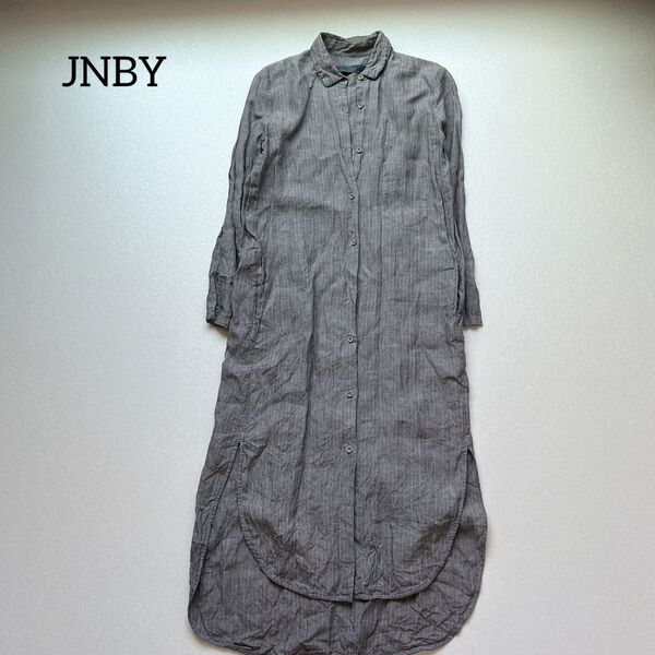 JNBY センソユニコ 麻 リネン100% ロングシャツワンピース ストライプ マツオインターナショナル