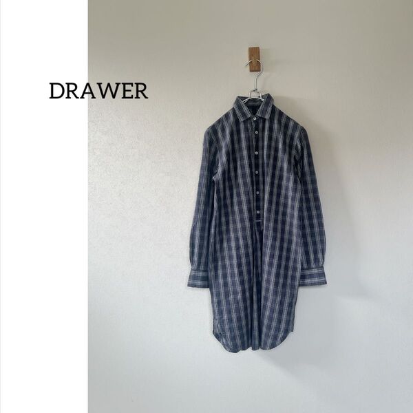 Drawer ドゥロワー プルオーバーチェックシャツ チュニックワンピース ユナイテッドアローズ