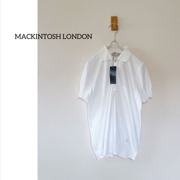 未使用 MACKINTOSH LONDON 金ボタン ポロシャツ 白 40 マッキントッシュロンドン