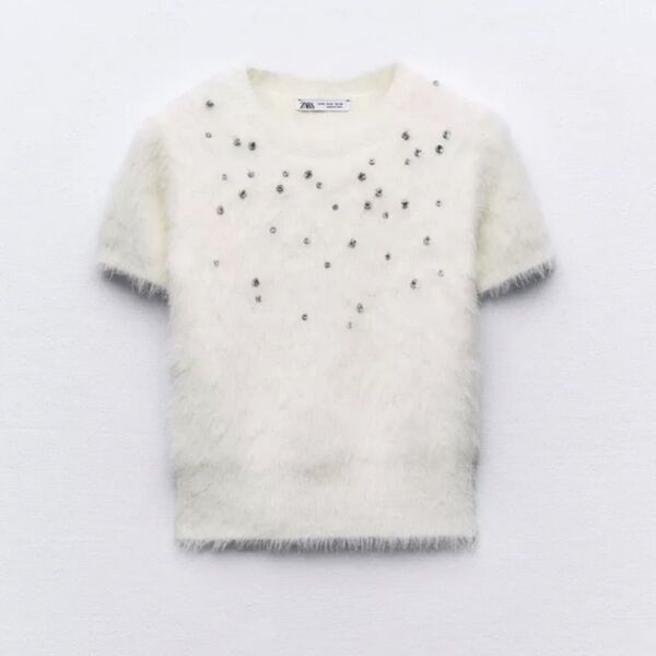 ZARA ザラ 半袖 セーター ニット ビジュー