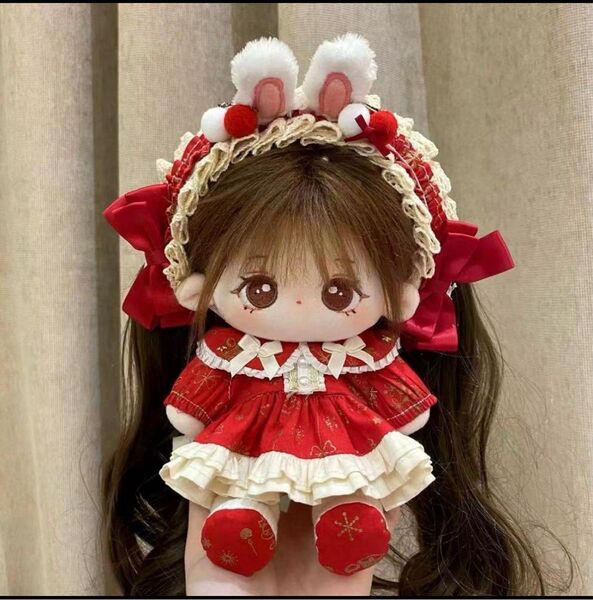 ぬいぐるみ服20cm 着せ替えぬいぐるみ ぬい服 うさぎ ロリータ メイド服 赤 ロリィタ