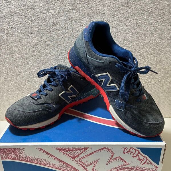 【New Balance CM577KH】 27cm スウェード 紺赤 箱&替紐付