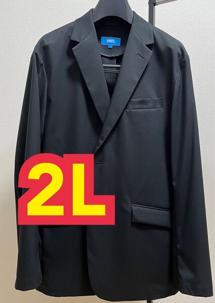 WWS ワークウェアスーツ Bizテーラードジャケット 2L ブラック 店舗限定 黒 ビジネス マコなり社長 ウォッシャブル