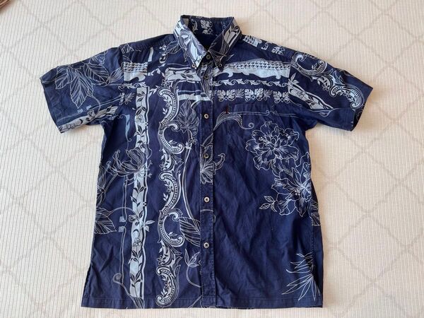 沖縄かりゆしウェア majun アロハシャツ Mサイズ 半袖シャツ 古着 シャツ 半袖 半袖アロハシャツ