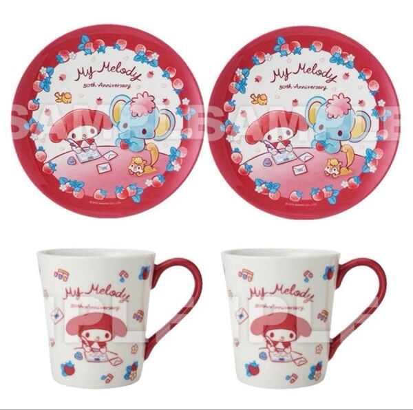 サンリオ マイメロ くじ マグカップ コップ メラミン プレート お皿 食器 赤 レッド 50周年 レトロ かわいい マイメロディ