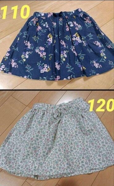 子供服 スカート 小花柄 インナーパンツ付きスカート 100 110 120 2枚セット