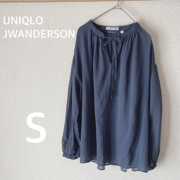 UNIQLO J.W. ANDERSON コットンシアーブラウス S ネイビー
