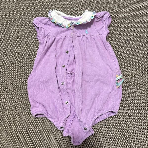 ラルフローレン ベビー服 パープル ロンパース 半袖 フリルつき 6M 70 女の子