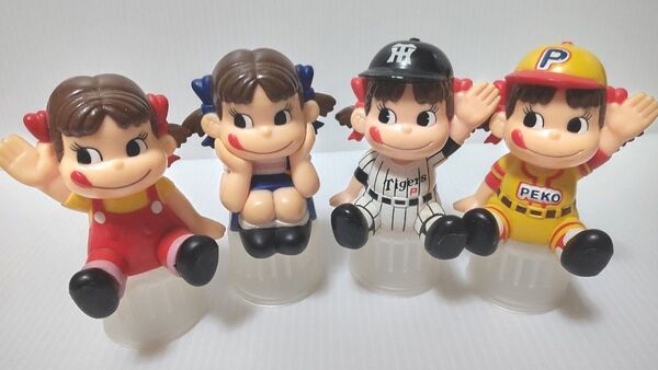 限定品 2016年 ペコちゃん 阪神タイガース コラボ ボトルキャップ 4個 フィギュア 不二家