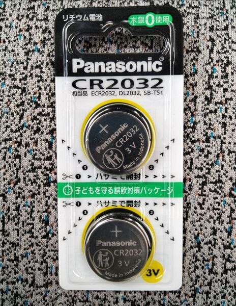2個 ボタン電池 CR2032 パナソニックPanasonic 純正 リチウム電池 電圧3V